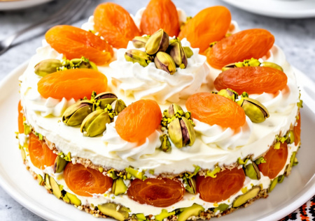 Готовлю торт, от которого пахнет базарами Стамбула: курага, фисташки и нежный крем — пальчики оближешь