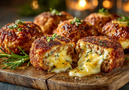Эти сырные шарики в хрустящей панировке — мой секрет идеальной закуски за 15 минут. Пряный фарш, тягучий сыр внутри и золотистая корочка