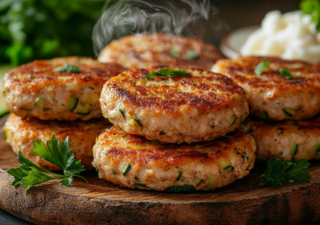 Гора котлет из двух куриных грудок: сочные, легко жуются — для быстрого обеда или ужина