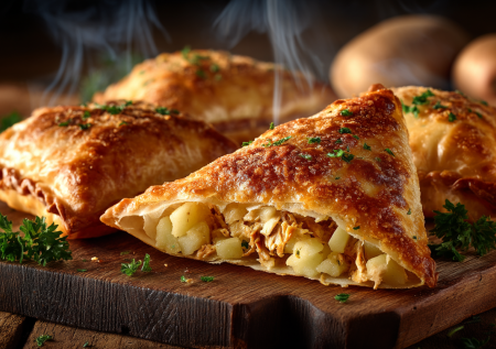 Такие эчпочмаки с курицей и картошкой — наша новая любимая выпечка для душевного ужина. Треугольники с сочной начинкой и ароматным бульоном