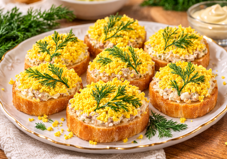 Вкуснота из баночки сардин: бутерброды «Мимоза» — яркая закуска, которая исчезает со стола первой