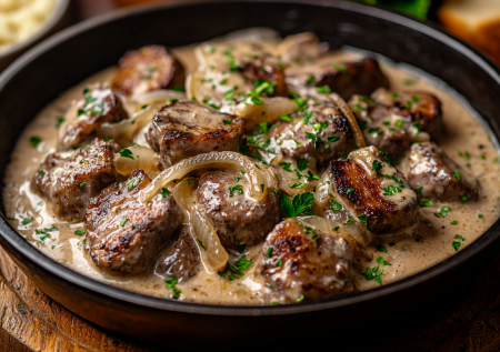 Без горечи и сухости: куриную печень готовлю только так — крупными кусочками в сметанном соусе