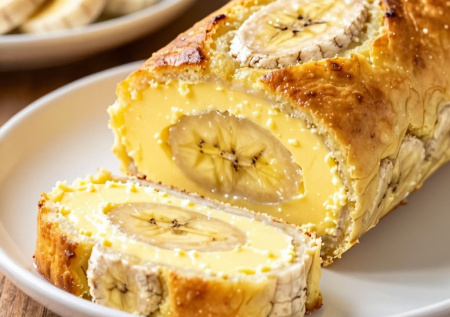 Никакой муки, только творог и бананы: этот рулет получается таким нежным, что жалко резать