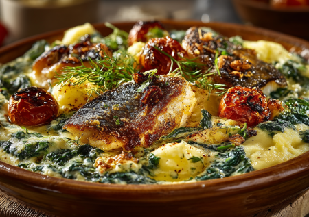 Эта пряная запеканка — билет в Азию. Рыбка, кокос и ароматные специи под облаком пюре. Покоряет с первой пробы