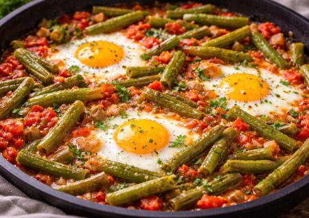 Кидаю на сковороду фасоль, помидор и яйца: простой рецепт хоть на завтрак, хоть на ужин за 5 минут