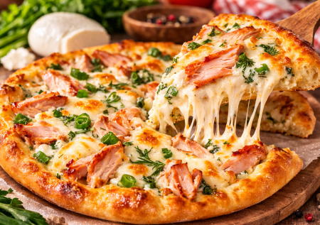 Деревенская пицца с копченой курочкой: беспроигрышное тесто на молоке и дрожжах