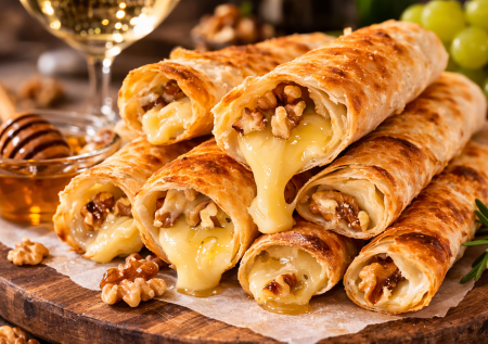 Вкусная закуска: хрустящие трубочки из лаваша — внутри тянущаяся начинка и орехи