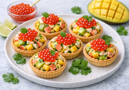 Гости будут в восторге: тарталетки с крабовыми палочками и авокадо