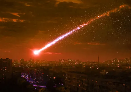 Пролетающий в небе над Черноморским побережьем огненный шар попал на видео