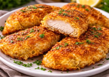 Сверху хруст картошки, внутри курица: эти шницели в самое сердце, а продукты — простецкие