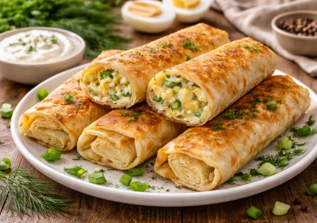 Тру яйца и мешаю с зеленью: трубочки из лаваша — быстрый завтрак, который исчезает со стола за минуты