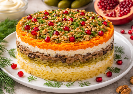 Вкусный салат «Татарский» — слоеное роскошество: хоть к празднику, хоть на особый ужин