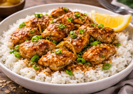 Такая курочка особенно вкусна с рисом — грудка в соево-имбирном соусе