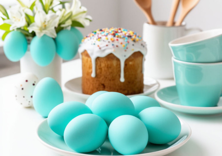 Вместо скучной шелухи смешала два ингредиента — яйца цвета Tiffany покорили всех. Просто загляденье