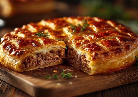 Этот мясной пирог из слоеного теста — идеальный спутник для пикника и праздничного стола! Больше никакой пиццы