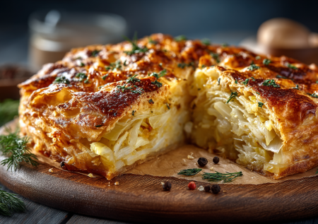 Этот слоеный пирог с капустой — настоящее открытие для постного стола. Покоряет даже искушенных гурманов