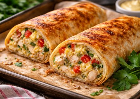 Вместо шаурмы — хрустящие рулеты из лаваша: начинка не абы какая, а вкусная — копченая грудка и яйца