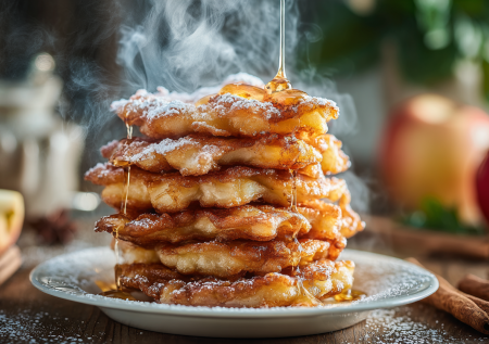 Завтрак для постящихся: жарим пышные яблочные оладьи на минералке и без яиц