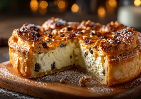 Слоеный пирог с творогом и изюмом за 20 минут: простой десерт, который исчезает со стола
