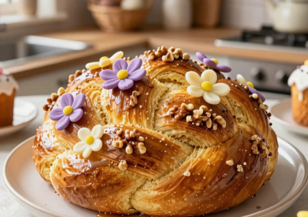 Вместо скучных куличей — шедевр: плетенка с миндалем и кардамоном. Такая красивая, что жалко резать