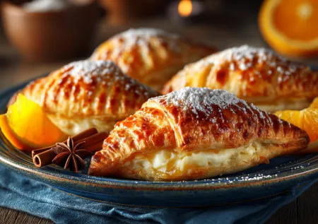Хрустящие слойки с апельсинами за 15 минут: простой десерт из готового теста к чаю