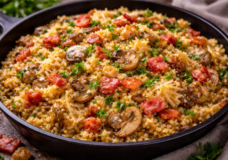 Смешайте в одной сковороде капусту, бекон и булгур — обалденное рагу, так вы точно не готовили