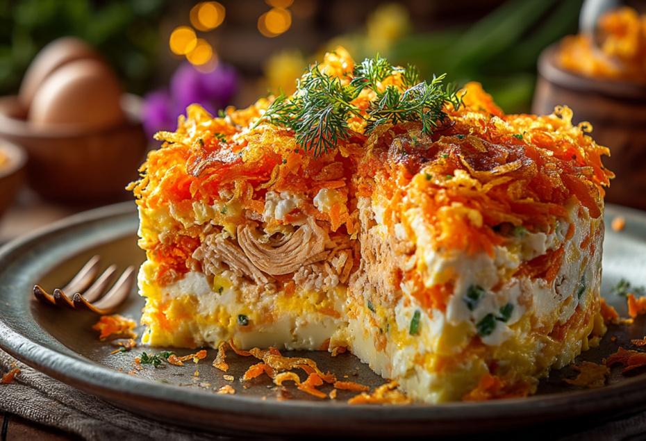 Слоеные салаты: рыбные, мясные, овощные — 9 рецептов на любой вкус