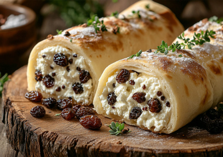 Сырники больше не делаю. Вместо них творожные рулетики с изюмом — нежнее облака: «разлетаются» за минуту