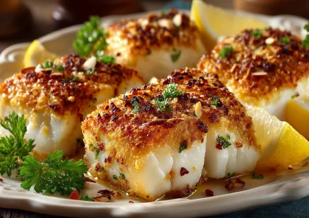 Запекаю рыбу в сырно-миндальной корочке: ужин получается сочным и выглядит как в ресторане