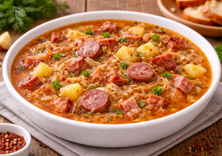 Вы такой не готовили, но точно полюбите: суп с капустой и копчёностями — ароматный и очень сытный