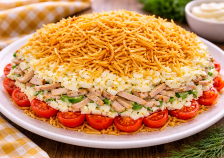 На любое застолье у меня салат «Минск» с картошкой: ну до чего вкусный и простой — обязательно попробуйте