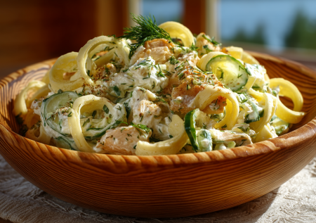 Сколько ни приготовь, съедают подчистую: быстрый салат на каждый день — грудка, огурцы и блинчик