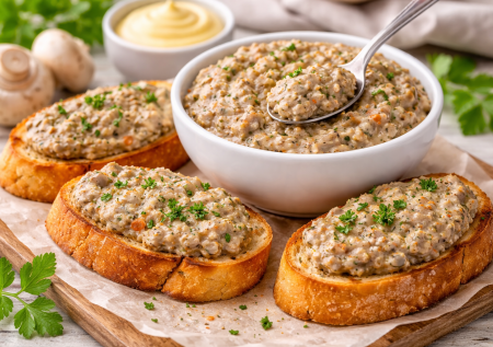 Беру полкило шампиньонов и готовлю грибную икру: от нее не оторваться — намазываю на горячий хлеб, и закуска готова