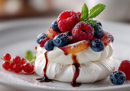 Взрыв вкуса: хрустящее безе с нежным творожным кремом и ягодами