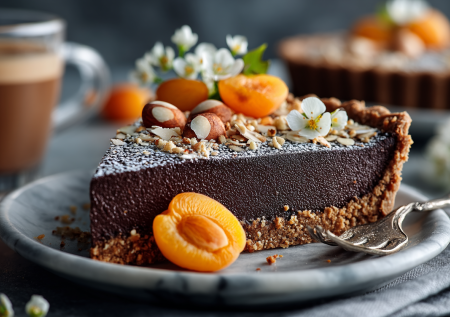 Этот шоколадно-миндальный пирог с курагой — моя слабость. Настоящая ода изысканной простоте