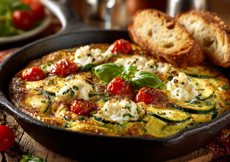 Готовим фриттату с цукини и козьим сыром: итальянский омлет