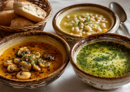 Три рецепта супов для Великого поста: гороховый с грибами, рассольник с огурцами и гаспачо