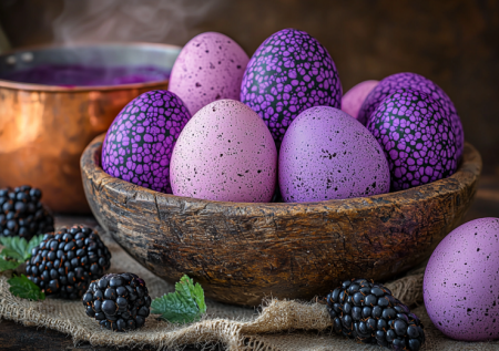 Положила яйца в кастрюлю и ушла спать — утром яйца как драгоценные аметисты. Красота неземная!