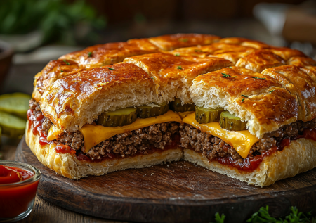 Из фарша готовлю пирог а-ля бургер: наедаешься одним кусочком — легко заменит обед или ужин