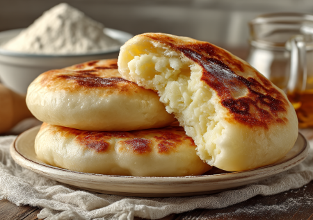 Много начинки, мало теста — хотите жарьте, хотите запекайте: пуховые лепешки с картошкой