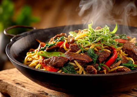 Монгольский цуйван — степное рагу, способное покорять. Томлю мясо, овощи и лапшу в одной посуде. Нереально вкусно