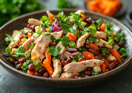 Сытный перекус: салат с курицей и фасолью — ужин за 10 минут без хлопот