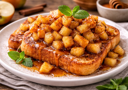 Коричные гренки на сливочном масле: сверху карамельные яблоки — вкуснота из копеечных ингредиентов