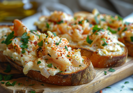 Бутерброды с жареным луком и крабовыми палочками: простая закуска, которую съедают первой