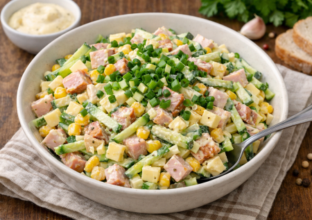 Салат «Минутка: не надо ничего варить, нарежьте 4 простых ингредиента