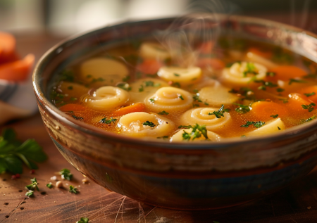 Куриный суп с сырными улитками — привычное блюдо в новом вкусовом исполнении