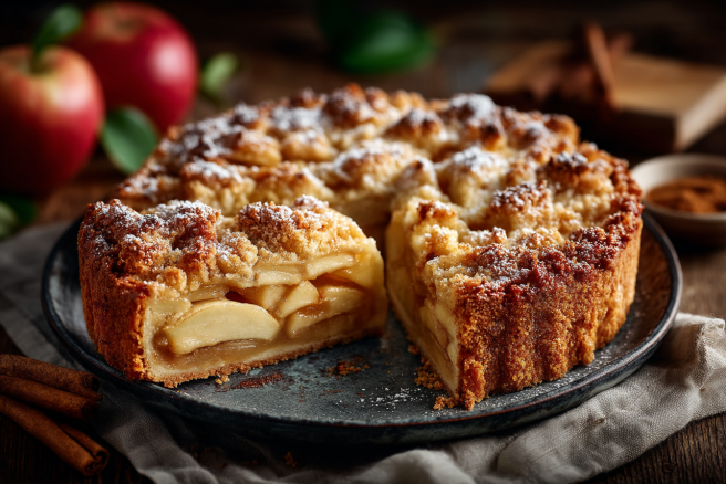 Немецкий яблочный пирог со штрейзелем
