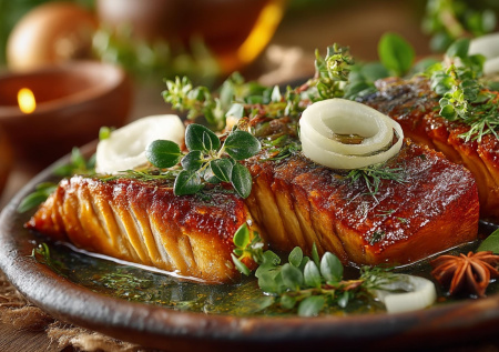 Скумбрия с эффектом копчения без дыма: необычная засолка в луковой шелухе дома