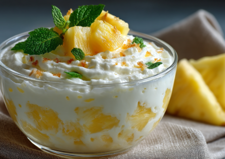 Вместо торта — нежное творожное чудо с ананасом:  без теста, сахара и выпечки