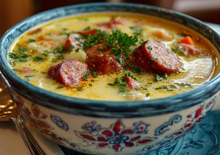 Борщ больше не делаю. Готовлю картофельный суп по-немецки со сливками и колбасой — бархатистый и согревающий